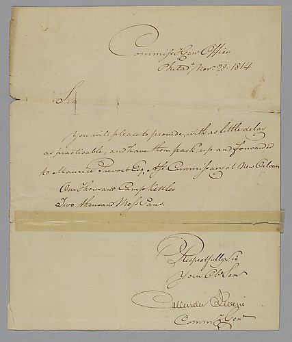 Letter from Commissary General's Office to William Foster