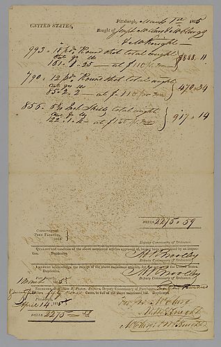 Ordnance Dept. Purchase Sheet; Capt. Woolley signed