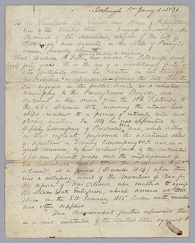Letter from John Snowden to Senate and House of Representatives, USA