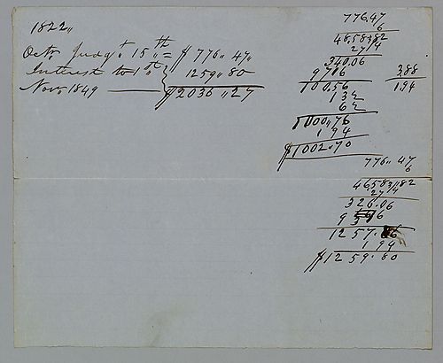 Sheet of monetary tabulations
