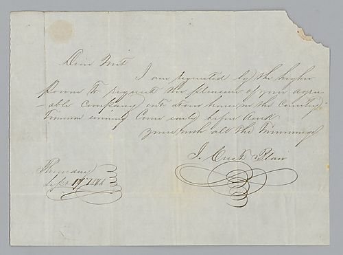 Letter from I. Blair to Morrison Foster