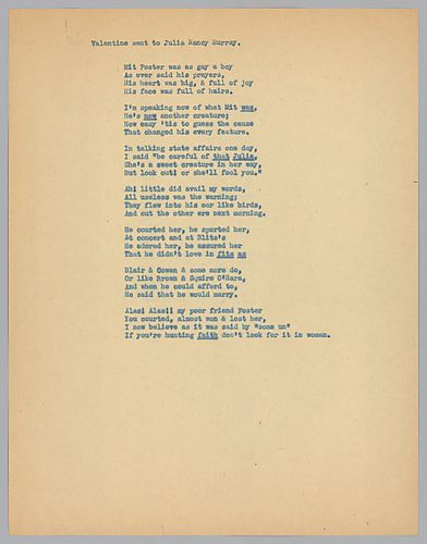 Valentine from Julia Murray to Morrison Foster, retyped by Evelyn Morneweck