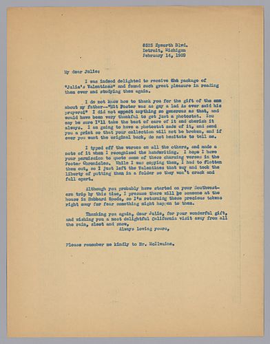 Valentine from Evelyn Morneweck to Julie McIlvaine