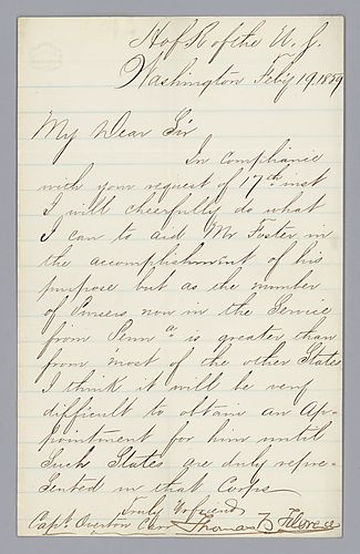 Letter from Thomas B. Florence to Captain Overton Carr