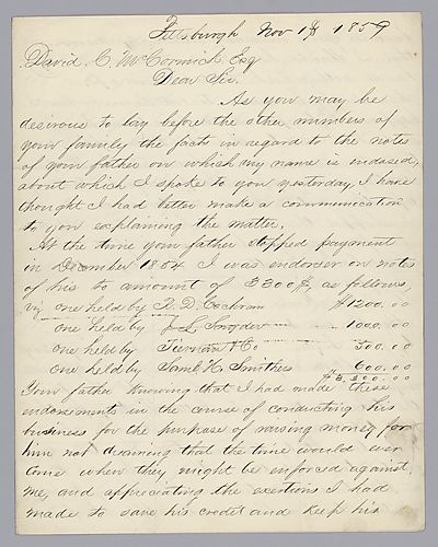 Letter from Morrison Foster to D.C. McCormick