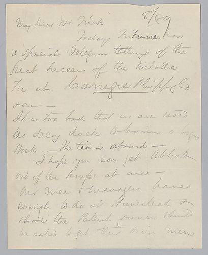 Carnegie discusses Homestead mill, stock, and rail lines