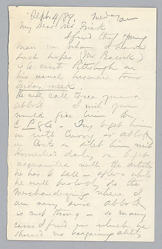 Carnegie advises Frick on the hiring of a young business man named Mr. Peacock at Carnegie Phipps and Company