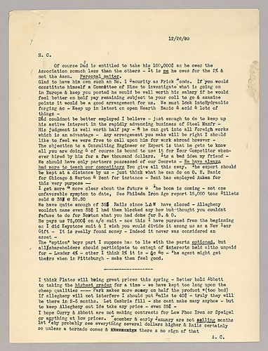 Carnegie writes on Dod's activity and advantages as well as a warning against the potential loss of trade secrets through working with an outside expert or engineer
