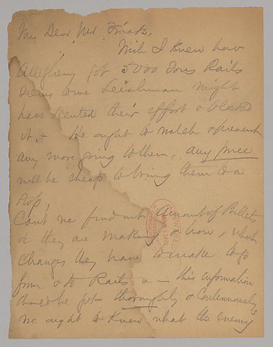 Carnegie writes on competition with Allegheny and efforts to beat them. He also instructs Frick on dealing with the Pennsylvania Rail Road