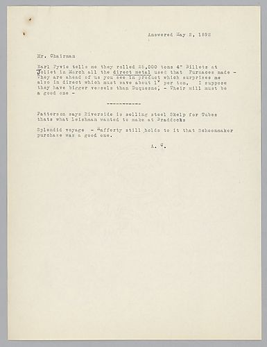 Carnegie reports on the production of a competitors