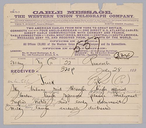 Carnegie writes from Rannoch, [Scotland] to ask Frick to decide on a proposition worthy of consideration from Amalgamated Association