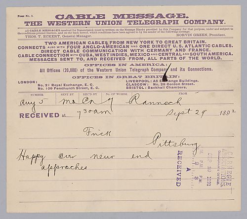 Carnegie writes on his joy at the approaching end
