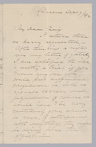 Carnegie writes from Clarence, [Scotland] on how to proceed against the strikers through legal connections. He also says that he is contented to wait out the situation or even to buy off strike leaders. He lastly expresses his hope that it will end soon