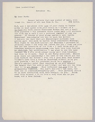 Carnegie writes to include partners in the strike to help take some of the aggression away from being directed solely at Frick