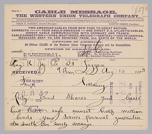 Carnegie writes from Laggan, [Scotland] on arranging bonds through Mr. Smith