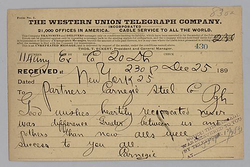 Carnegie writes from New York, [N.Y.] to wish his partners well after the recent differences