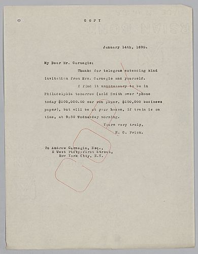 Frick writes on making a trip to New York City on Wednesday morning