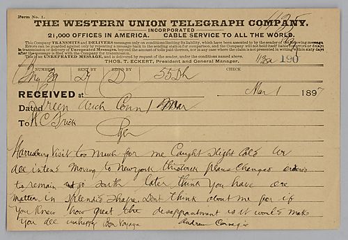 Carnegie writes from Greenwich [Conn.] on catching a cold, his trip to Harrisburg, and how he thinks Frick handled the ore situation well