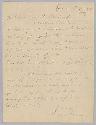 Carnegie writes from Greenwich [Conn.] on giving proxy votes to managers' substitutes