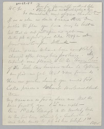 Carnegie writes to try and persuade Frick to agree to fixing coke prices at $1.35 USD per ton