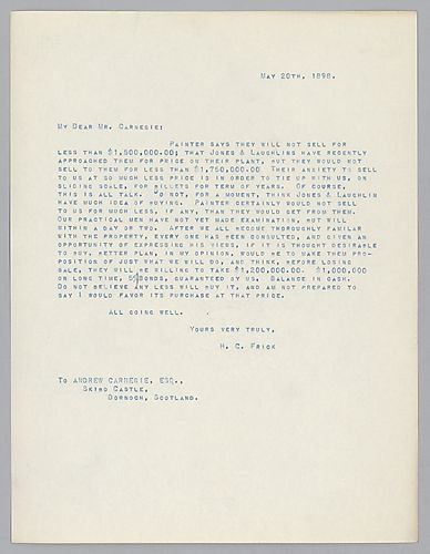 Frick writes on the price of the Isabella Furnace Company and his plans for lowering the price through bonds