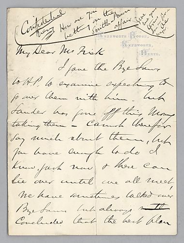 Carnegie writes from Knebworth, [Scotland] to give his opinions on company by-laws and to advise Frick to keep a free hand for himself when it comes to appointing a successor