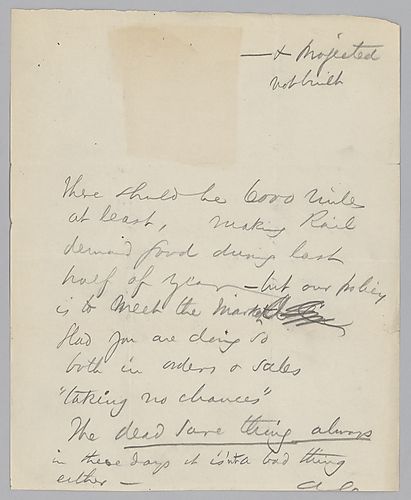 Carnegie writes below a corresponding newspaper article on rail demand with the building of new lines in the far west and the northwest, which are set to commence