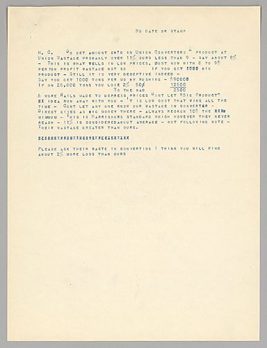 Carnegie writes on production and prices as well as waste
