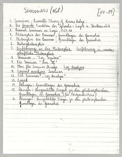 Seminar Notes (Items 1-4)