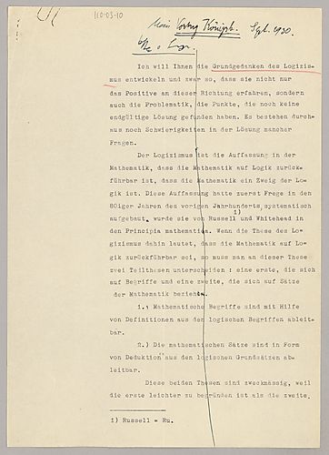 Proof Sheets, Early Articles: "Mein Vortrag Königsberg" (Items 10-12)