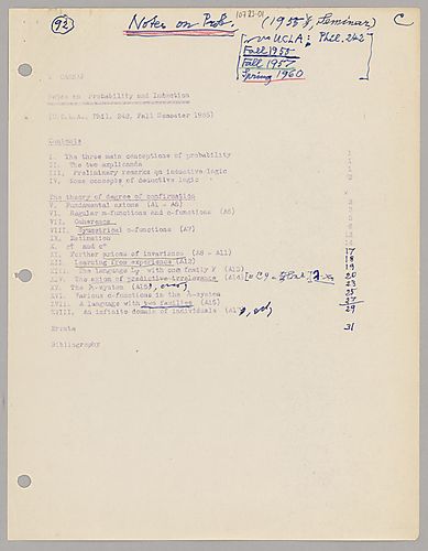 Notes on Probability and Induction: Seminar UCLA