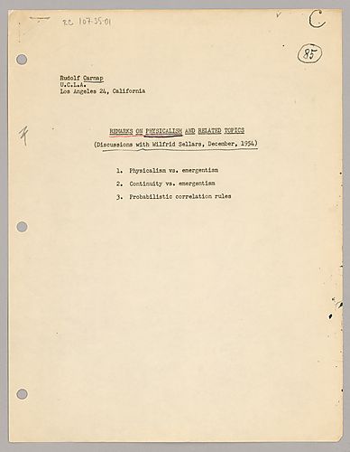 "Remarks on Physicalism and Related Topics: Discussion with Wilfrid Sellars"
