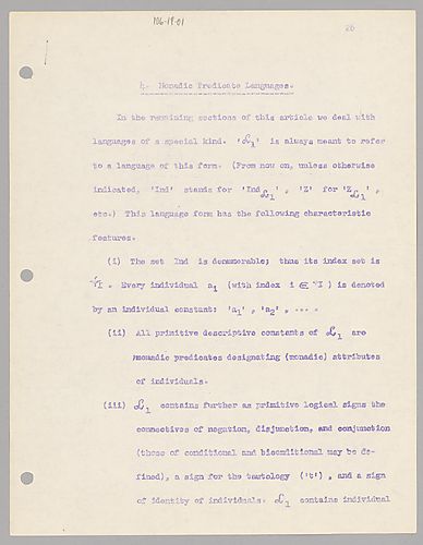 An Axiom System of Inductive Logic, Chapters 1-13 (old uncorrected): 4. Predicate Languages