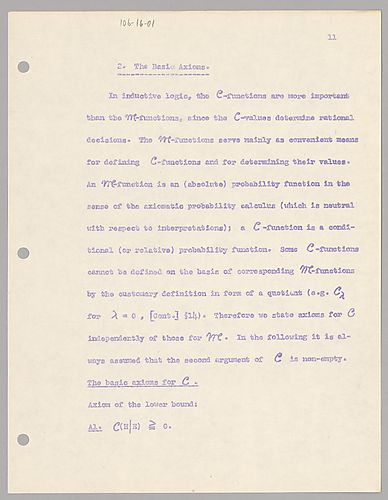 An Axiom System of Inductive Logic, Chapters 1-13 (old uncorrected): 2. The Basic Axioms