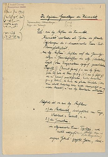 Ms. "Die logischen Grundlagen der Kinematik"(Handschriftliche erste Skizze des K-Z-Systems)