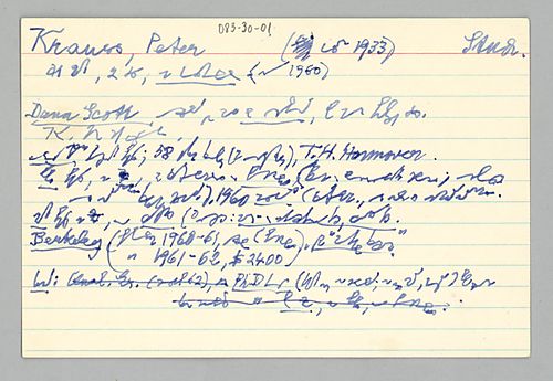 Krauss, P.H., Notes