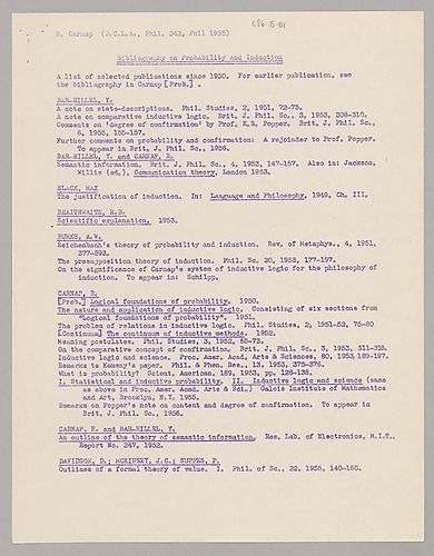 Bibliography on Probability and Induction