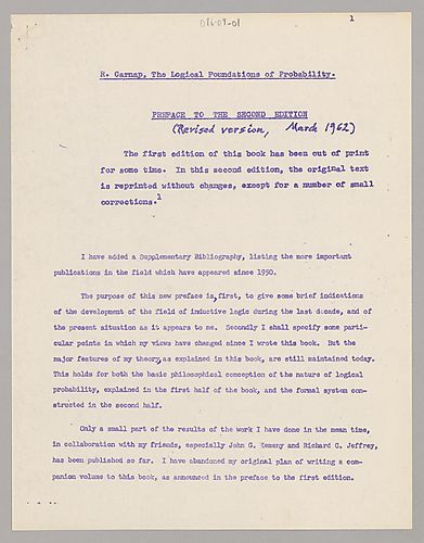 Preface to 2nd edition of The Logical Foundation of Probability