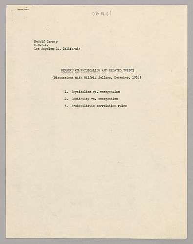 Remarks on Physicalism and Related Topics: Discussions with Wilfrid Sellars