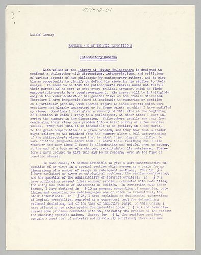 The Philosophy of Rudolf Carnap: "Replies"