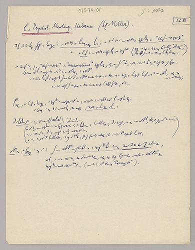 Notes for Psychology Meeting, Urbana, Prof. Miller, 1950
