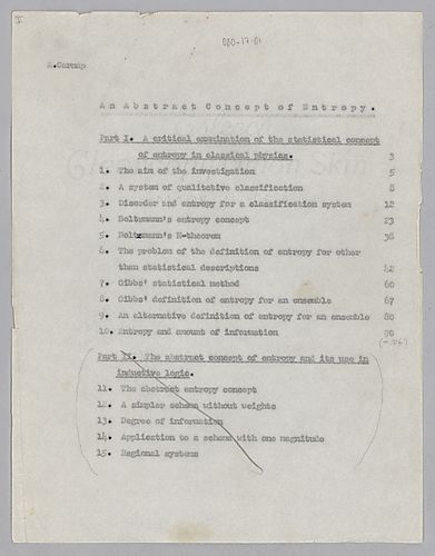 An Abstract Concept of Entropy, (Item 1a)