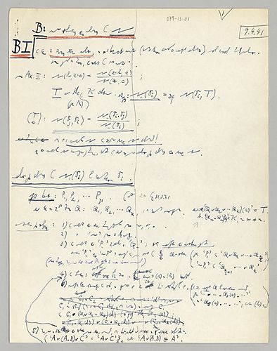 Neue Darstellung unserer Auffassung von N, vom April 1941 (und 1943) I-VIII, (Items 1-3)