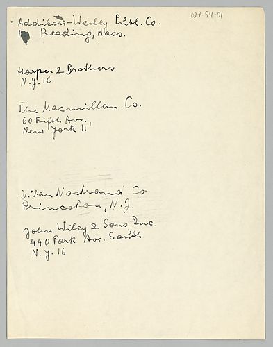 Addresses of Publishers