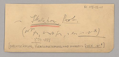 Skeleton Probability: Direkter Schluß, Voraussageschluß und anderes über N*, (Items 1-3)
