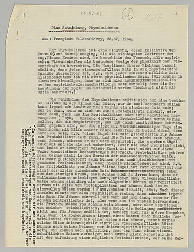 Excerpts Sztejnbarg, Dina: "Physikalismus"