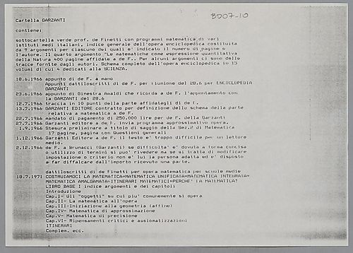 De Finetti's Entry on Mathematics for Enciclopedia Garzanti and Project for Mathematics Textbook,