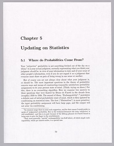 "Updating on Statistics", Draft of Chapter 5, Subjective Probability: The Real Thing.
