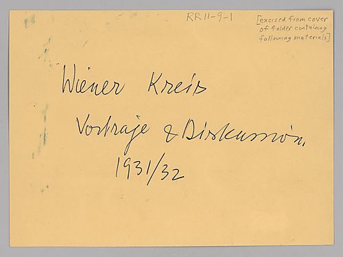 "Wiener Kreis: Vorträge und Diskussion" and "Thesen,"