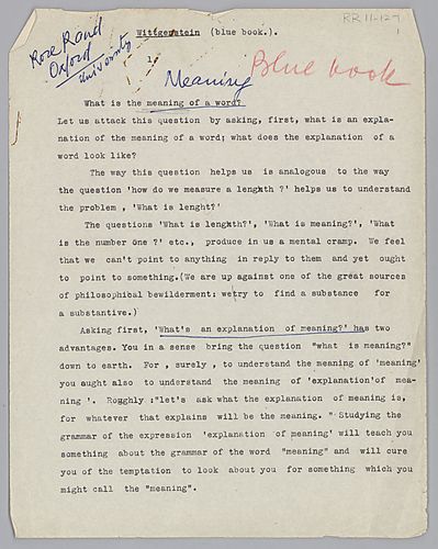 Ludwig Wittgenstein's Blue Book,